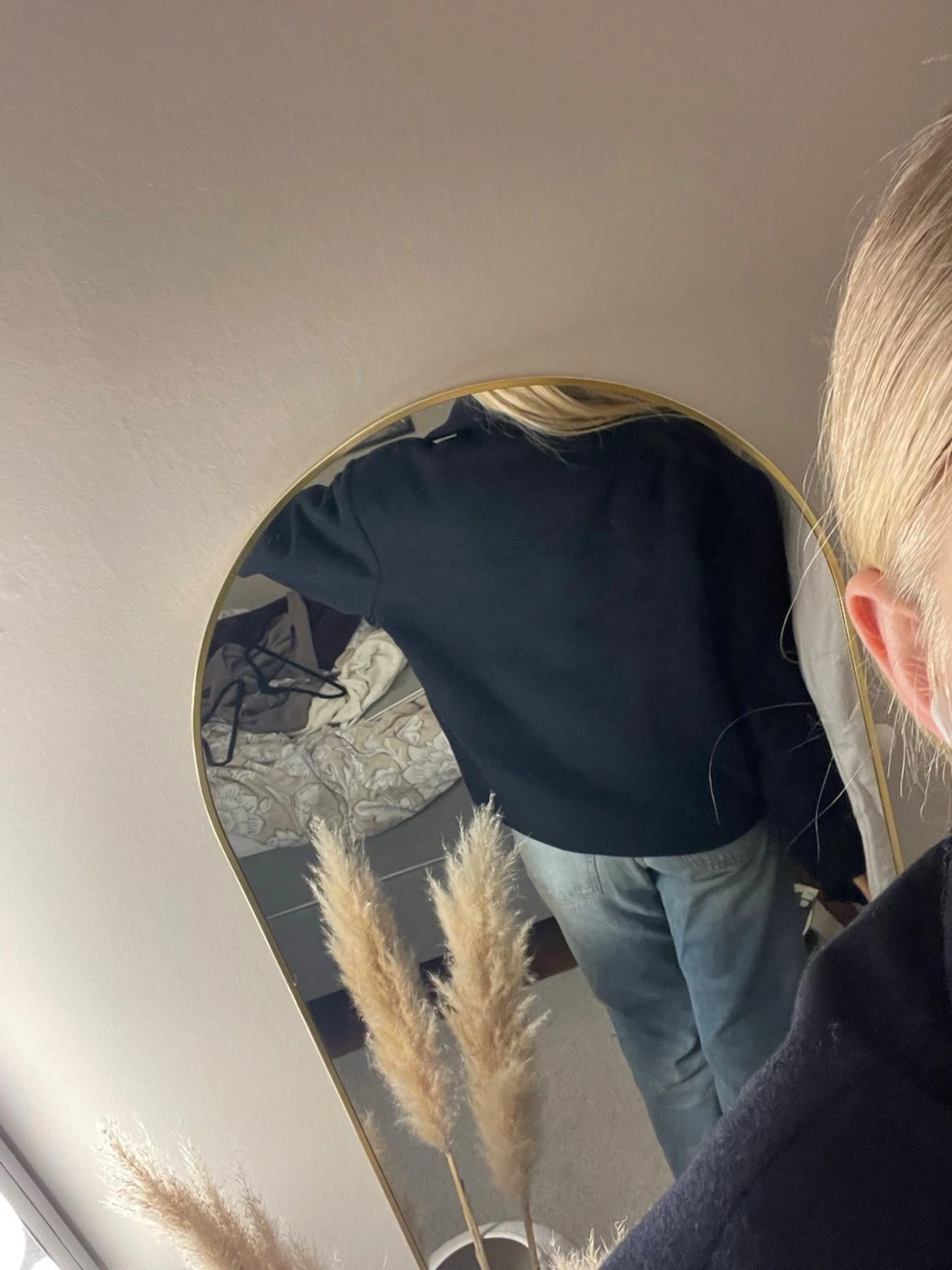 Svart/marinblå kort kappa i ull - 3