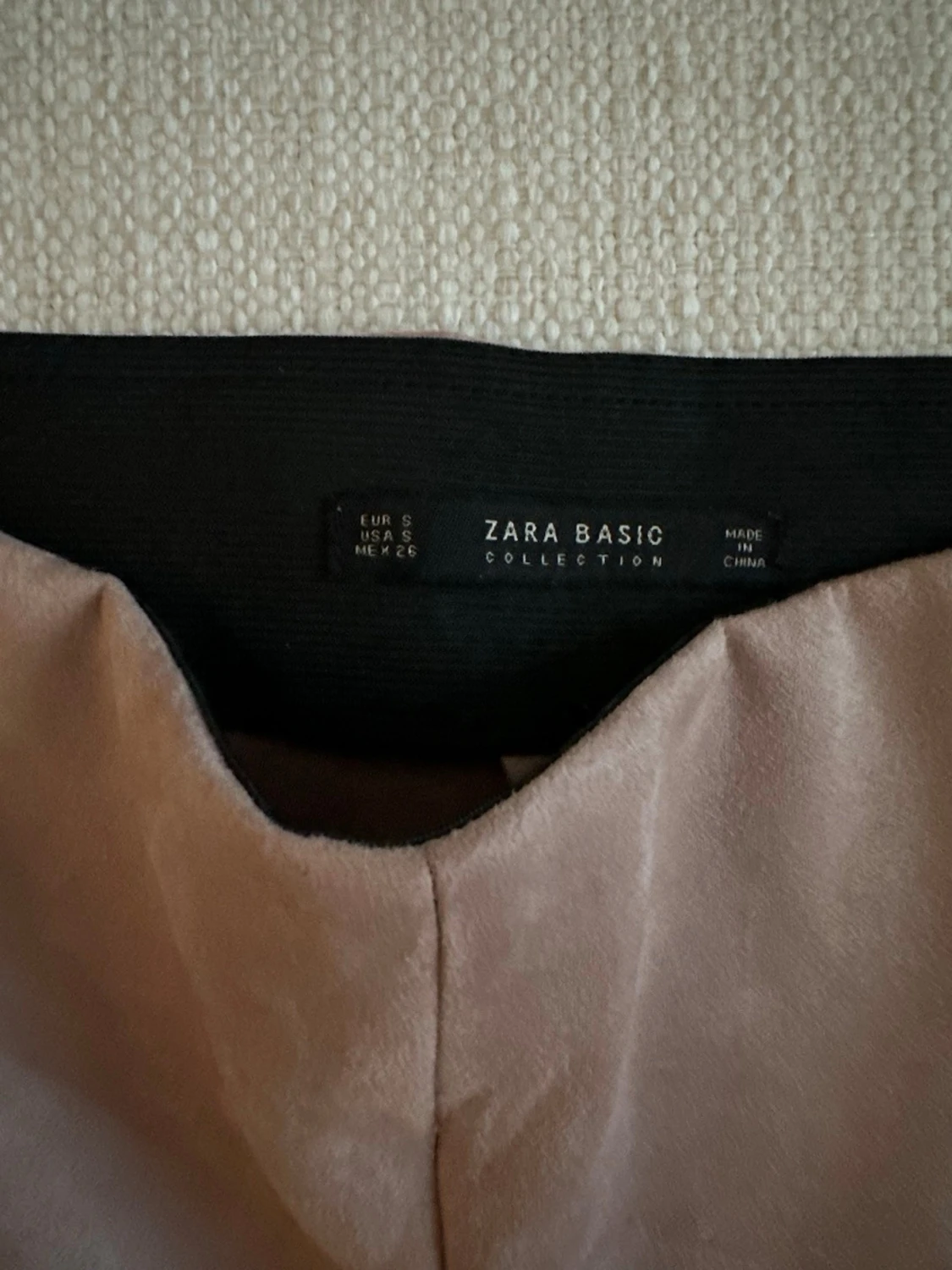 Zara Frilled Faux Suede Leggings pants with side ruffles pink - 3