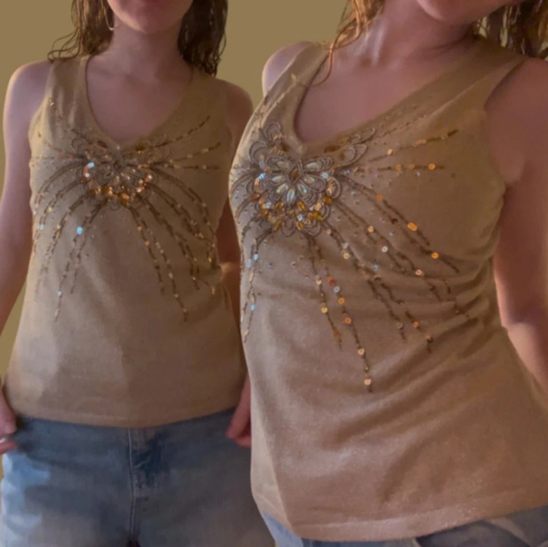 Linne med paljettdetaljer - 90