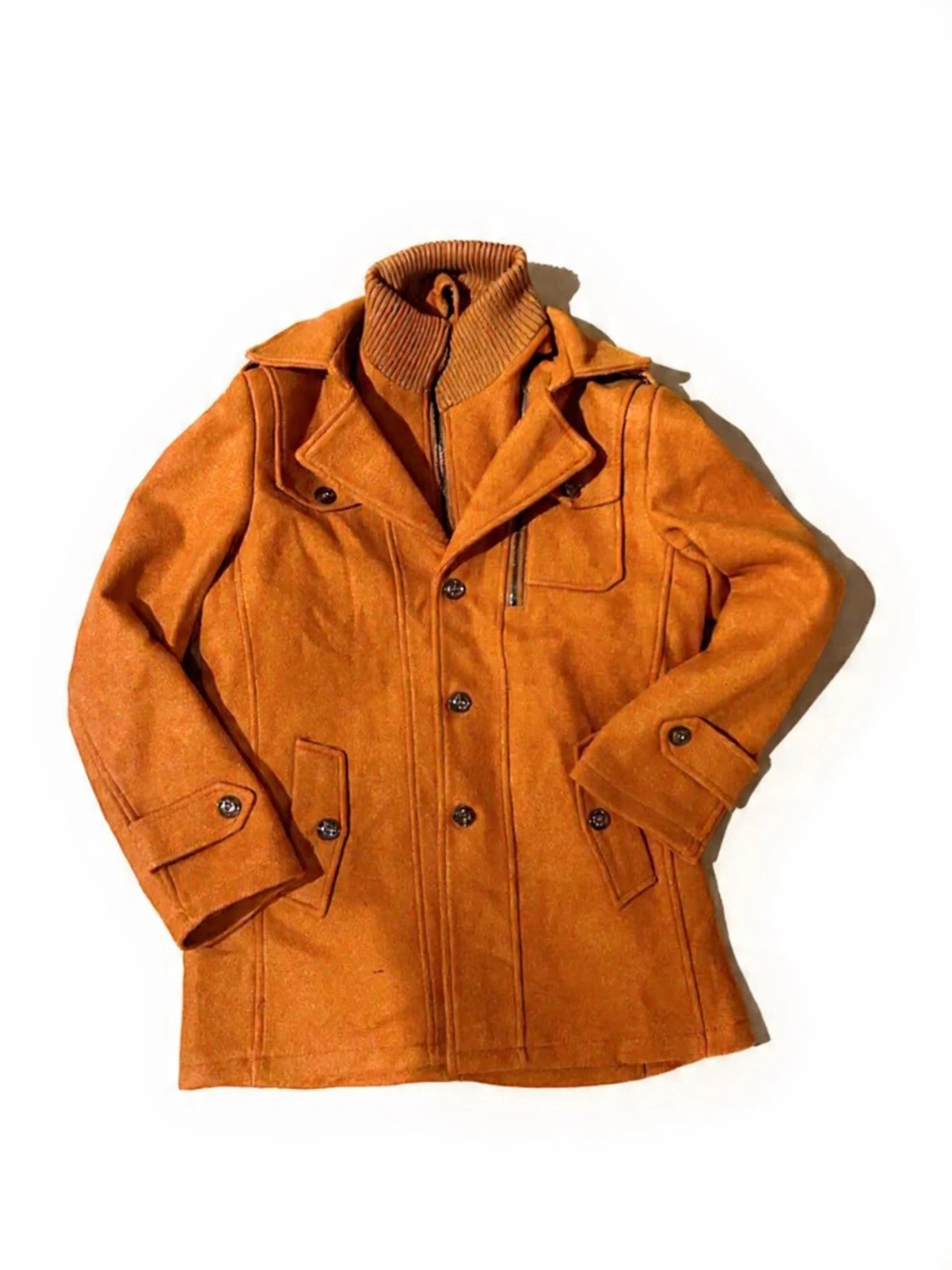 Orange ullrock med dragkedja och knappar - 1