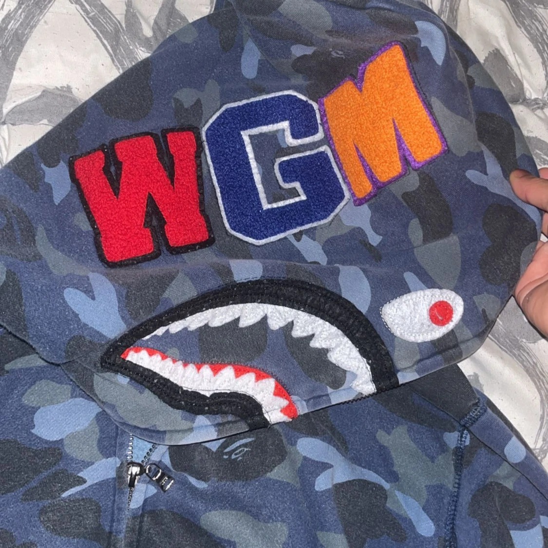 BAPE blå camo Shark Hoodie - 2