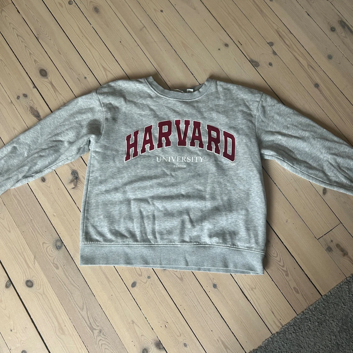 Grå Harvard sweatshirt med tryck