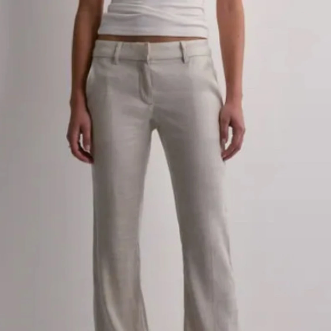 Lågmidjade flare linnebyxor