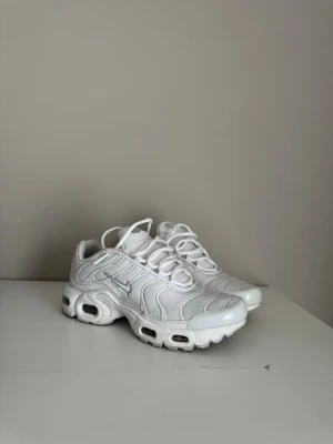 Nike Air Max Plus (TN)  - Nike Air Max Plus (TN) – Vit – Storlek 38,5  Säljer ett par Nike Air Max Plus i vitt, i mycket fint skick. Skorna är väl omhändertagna, utan hål, slitage eller skador. Köpta på nike butik, nypris 2200kr.  ✔ Storlek: 38,5 ✔ Mycket sköna med klassisk Air Max-dämpning ✔ Rena och fräscha ✔ Perfekta till vardag och streetstyle  Anledning till försäljning: används för lite och förtjänar att komma till användning.