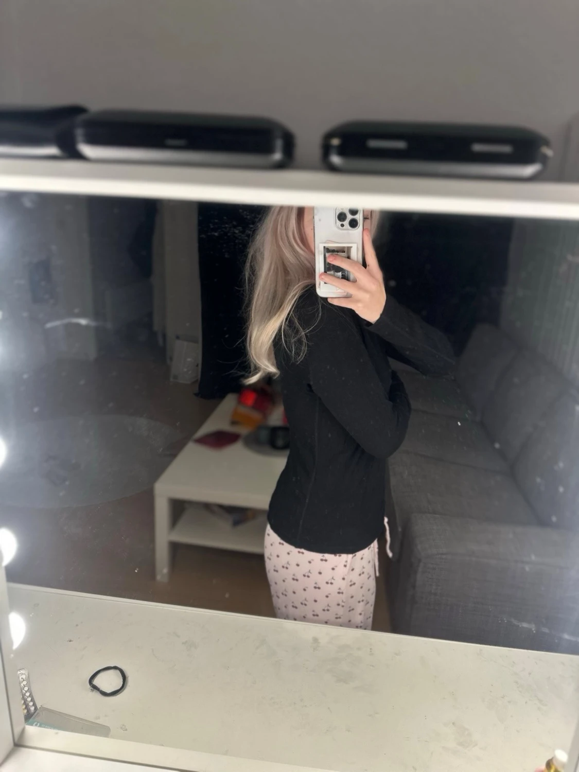 Svart långärmad pyjamastopp - 1