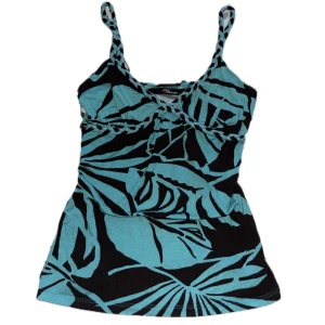 Turkos och brun linnetopp Jane Norman - Snygg linnetopp från Jane Norman med turkos och brun mönster, toppen har flätade axelband och en lätt v-ringad halsringning. Superfin y2k sommartopp 💕