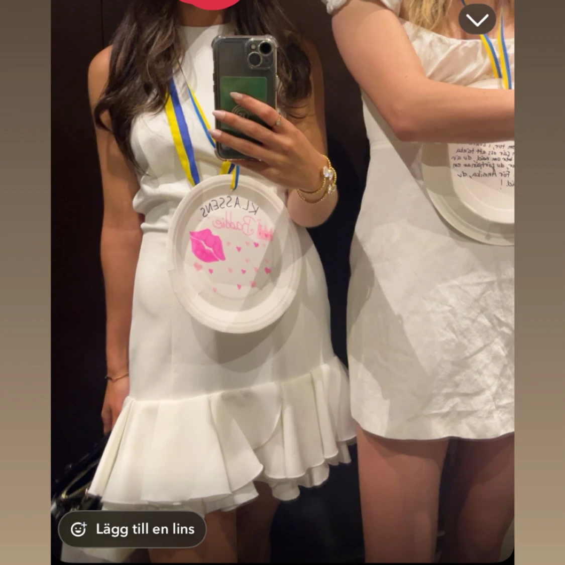 Vit student klänning med volang - 1