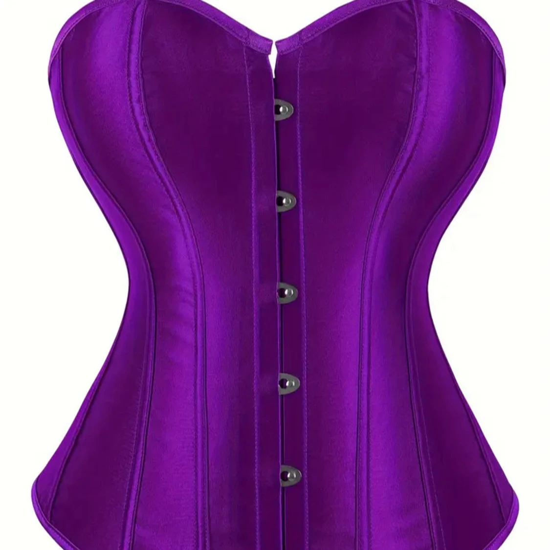 Lila satin korsett med snörning - 2