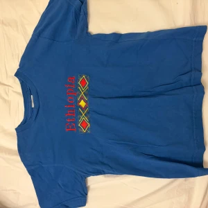 Blå vintage t-shirt med broderi - Vintage t-shirt, ingen aning vart den är köpt, knappt använd av mig och fortfarande i bra skick 