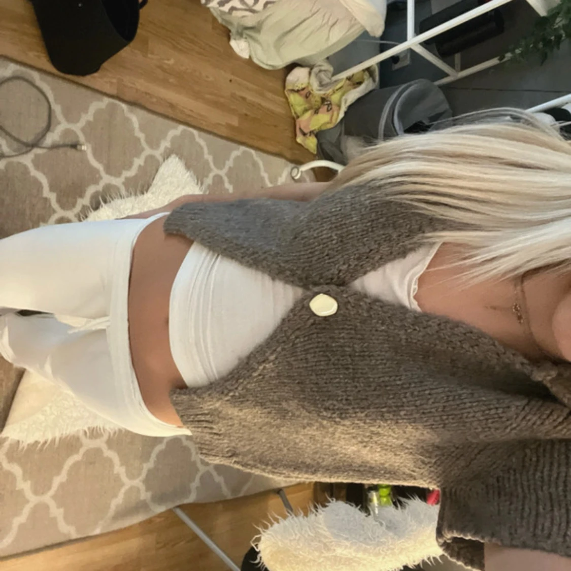 Stickad brun väst från Zara - 4