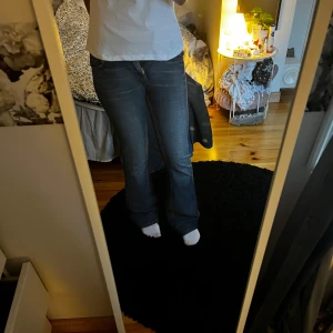 Blå bootcut jeans från Lee - Säljer dess Lee jeans då dom är för små i midjan. Jeansen har några små hål vid hälarna och knappen därav priset. Hålen är inget som märks när man har dom på sig.🤍