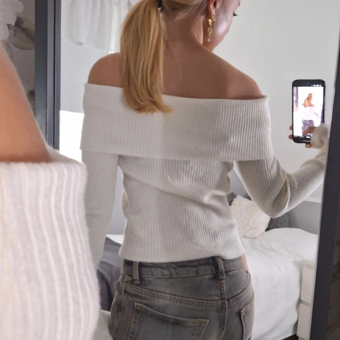 Offshoulder ribbad topp från H&M - 1