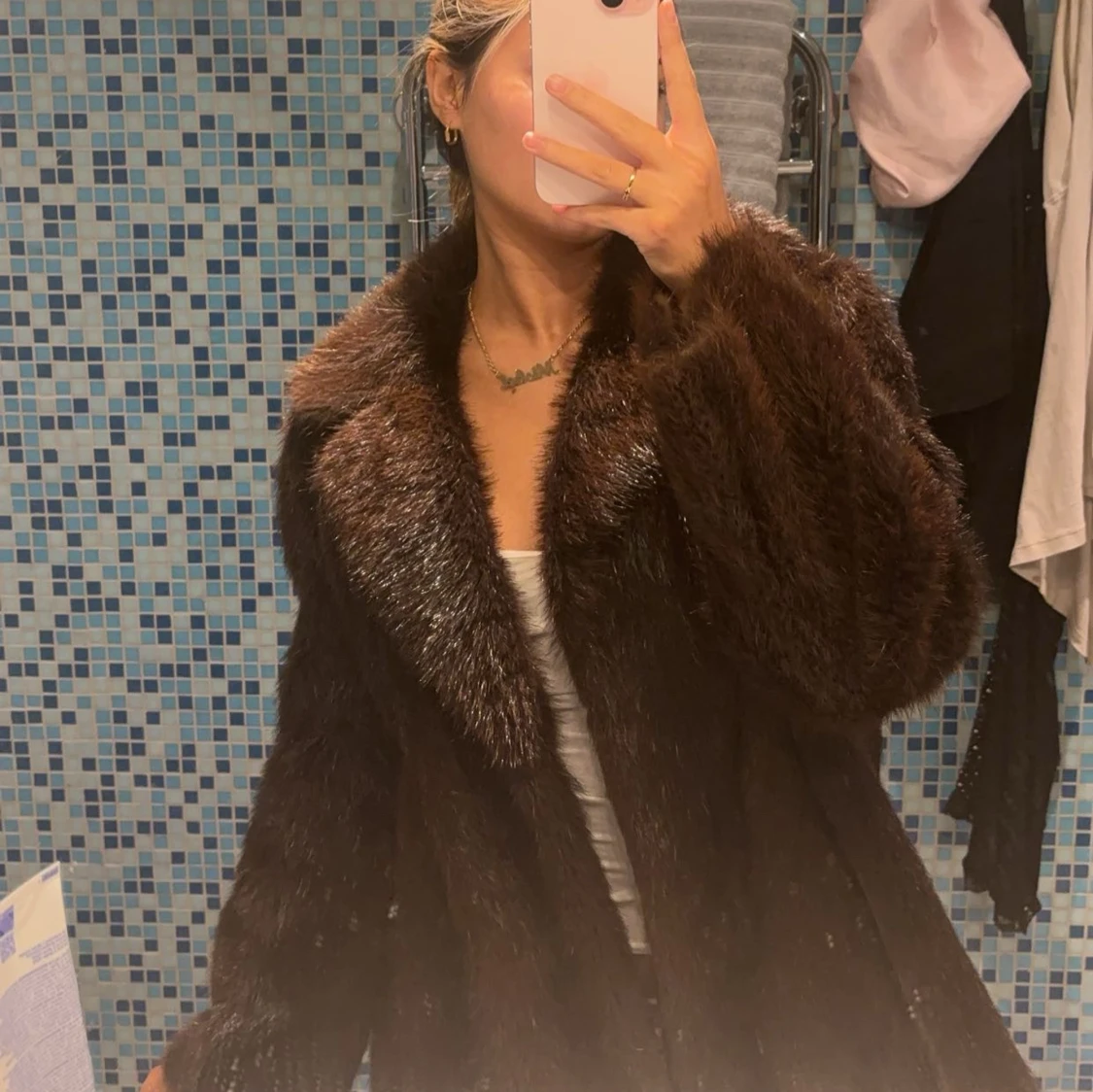 Äkta pälsjacka med krage