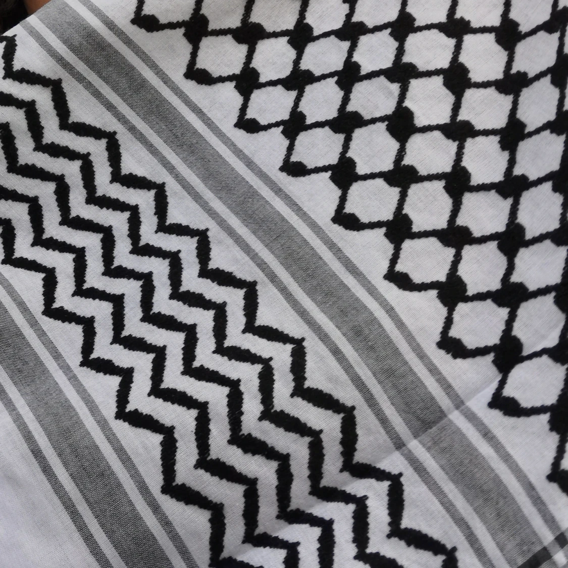 Vit/svart palestinasjal Keffiyeh/Kuffiyeh  - 1