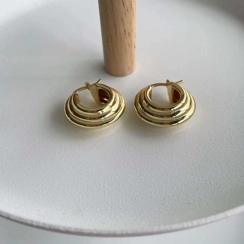 Jättefina trendiga örhängen i guld ! Tål vatten rost och niklefria 🥺☺️ level up din stil med dessa örhängen . Accessoarer.