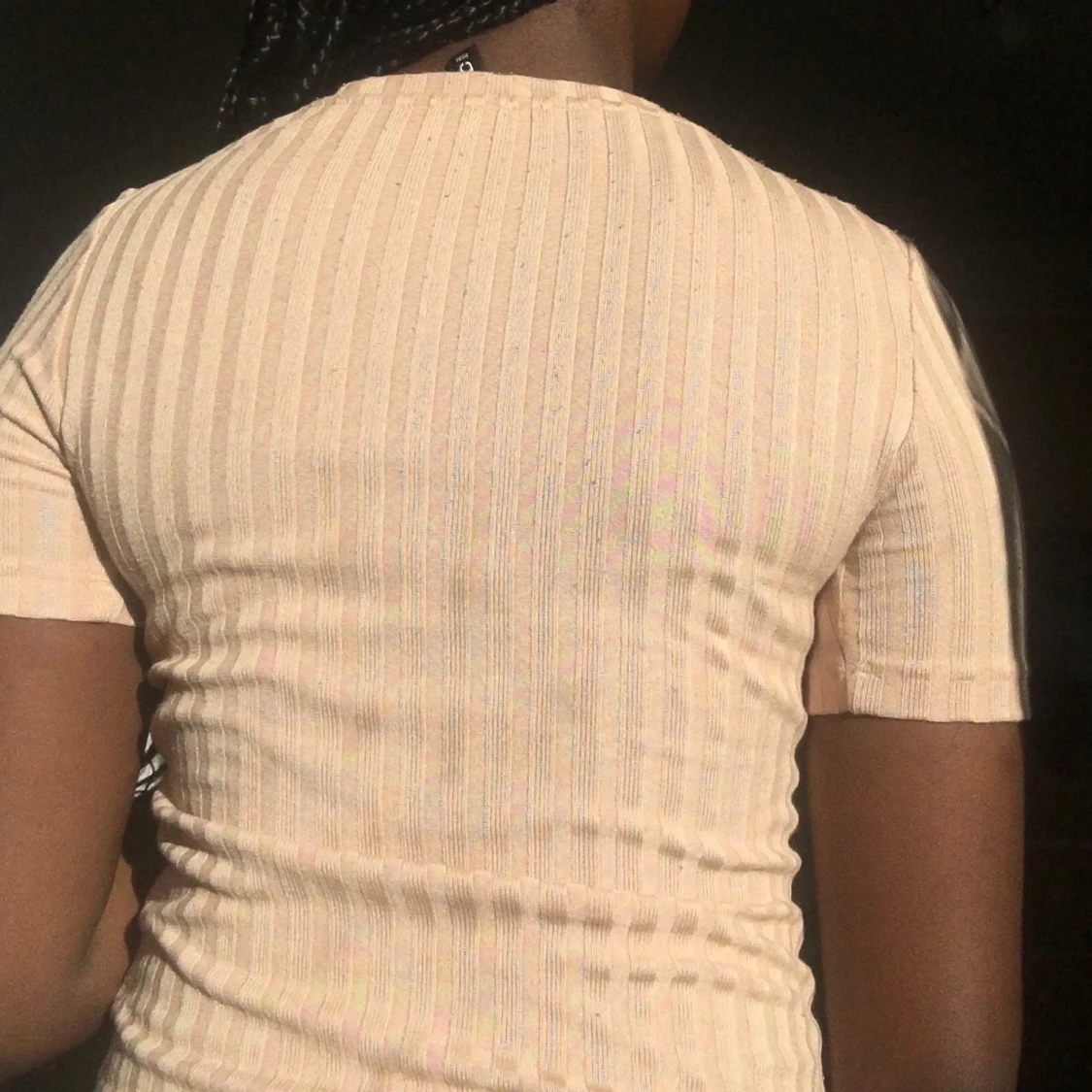Beige ribbad tajt tröja stl. Xs - 91