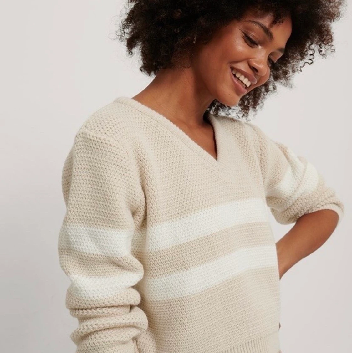 Randig stickad tröja  - 91