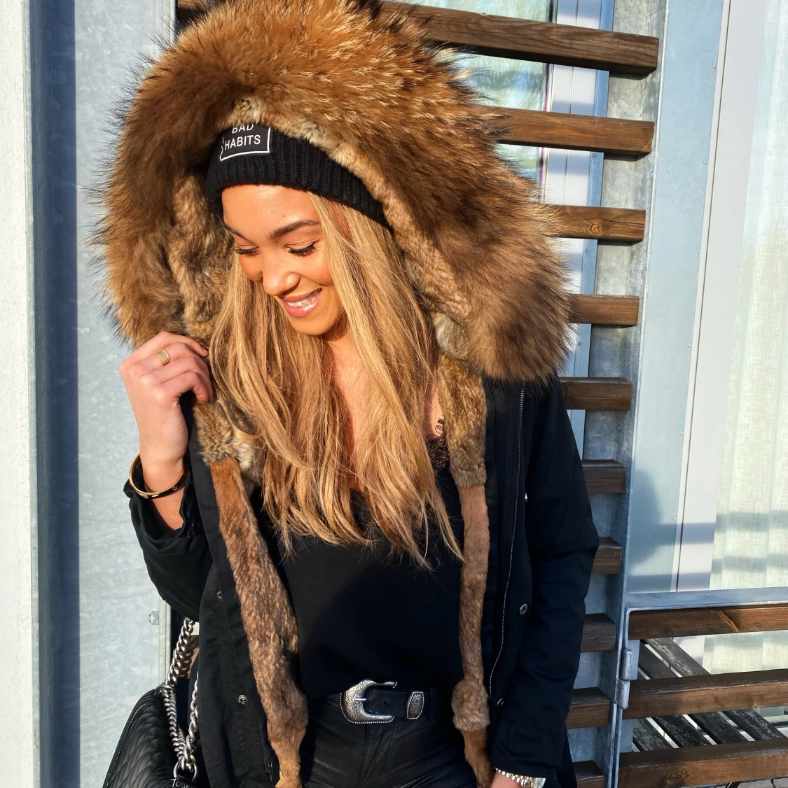 Vinterjacka, äkta päls. Oanvänd! 