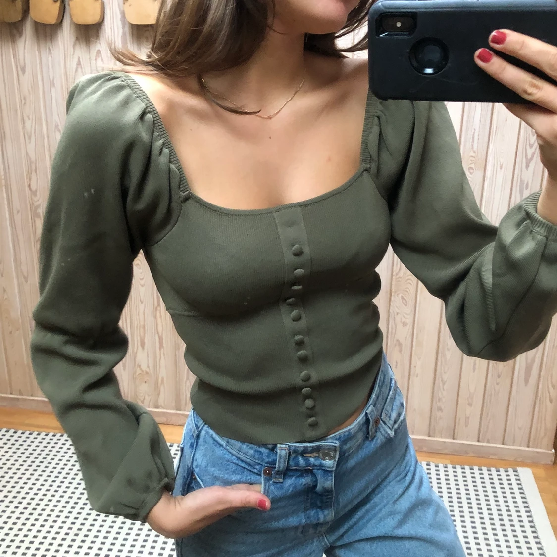 Mörkgrön zara-topp