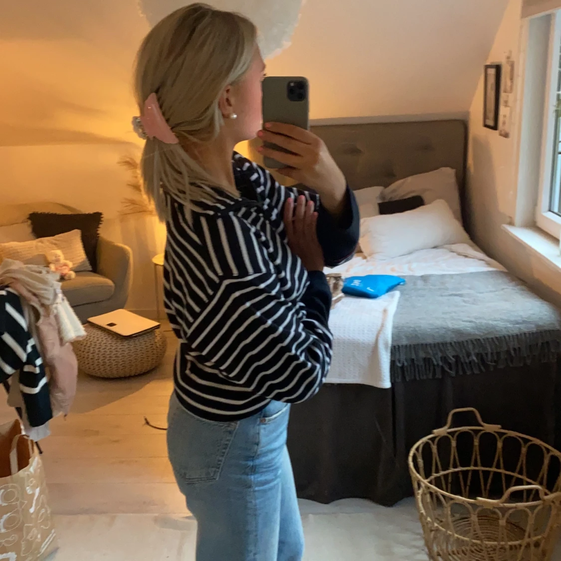 Randig half zip tröja  - 91