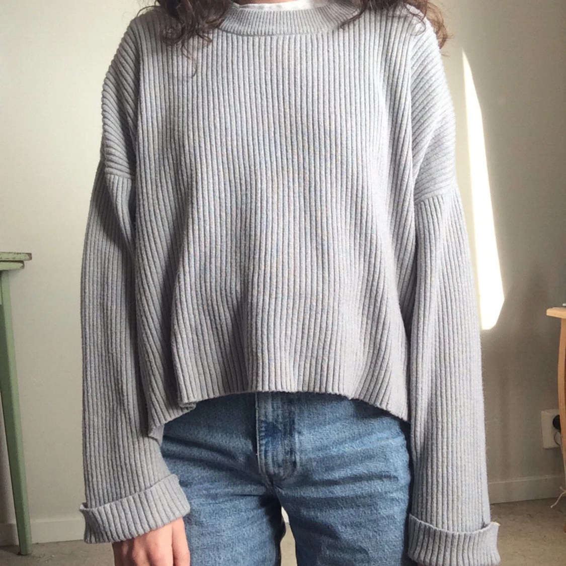 Ribbstickad tröja - 90