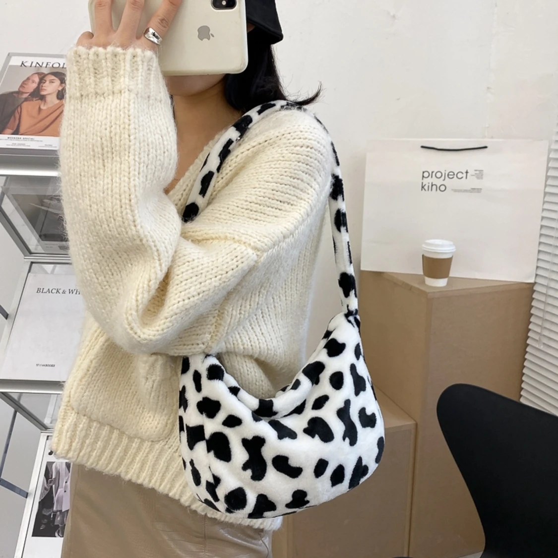 Cow print väska, ny - 91