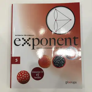 Matematik 5 bok helt ny från Gleerups. En väldigt pedagogisk bok och utvecklad utifrån elevernas synpunkter. Hjälper otroligt mycket att förstå och klara kursen. 