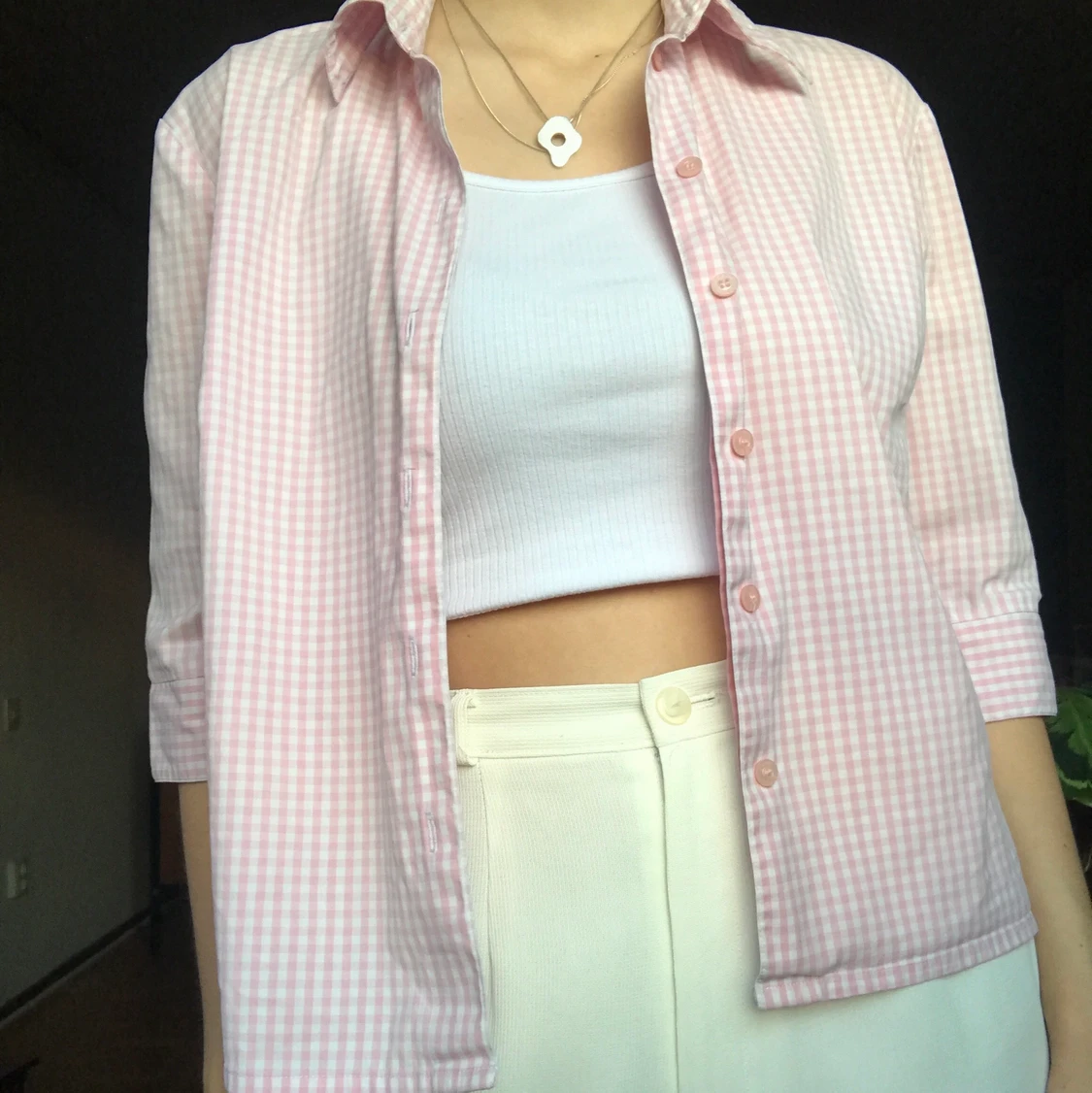 Croppad second hand-skjorta - 90