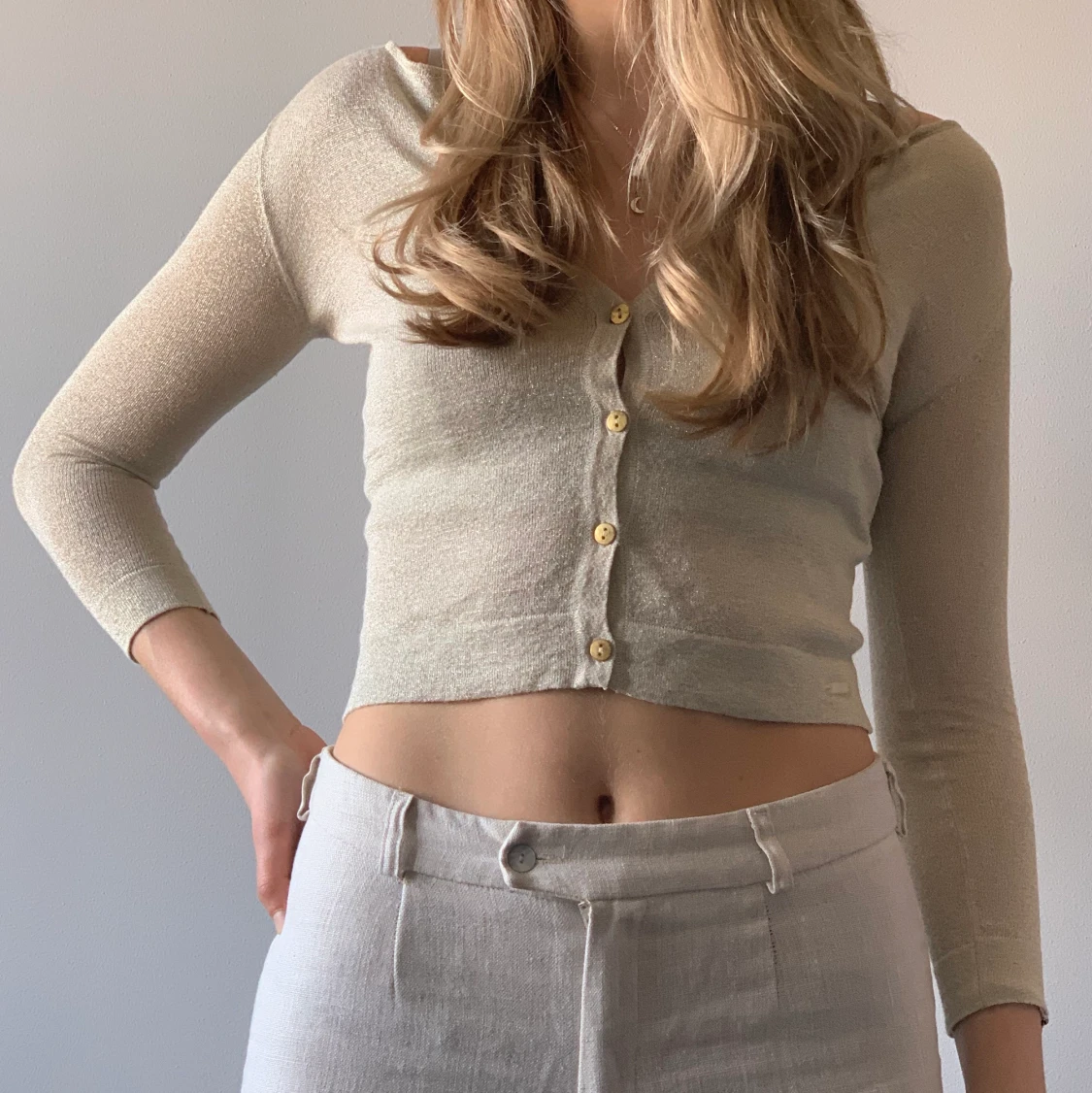 Glittrig kort cardigan - 90