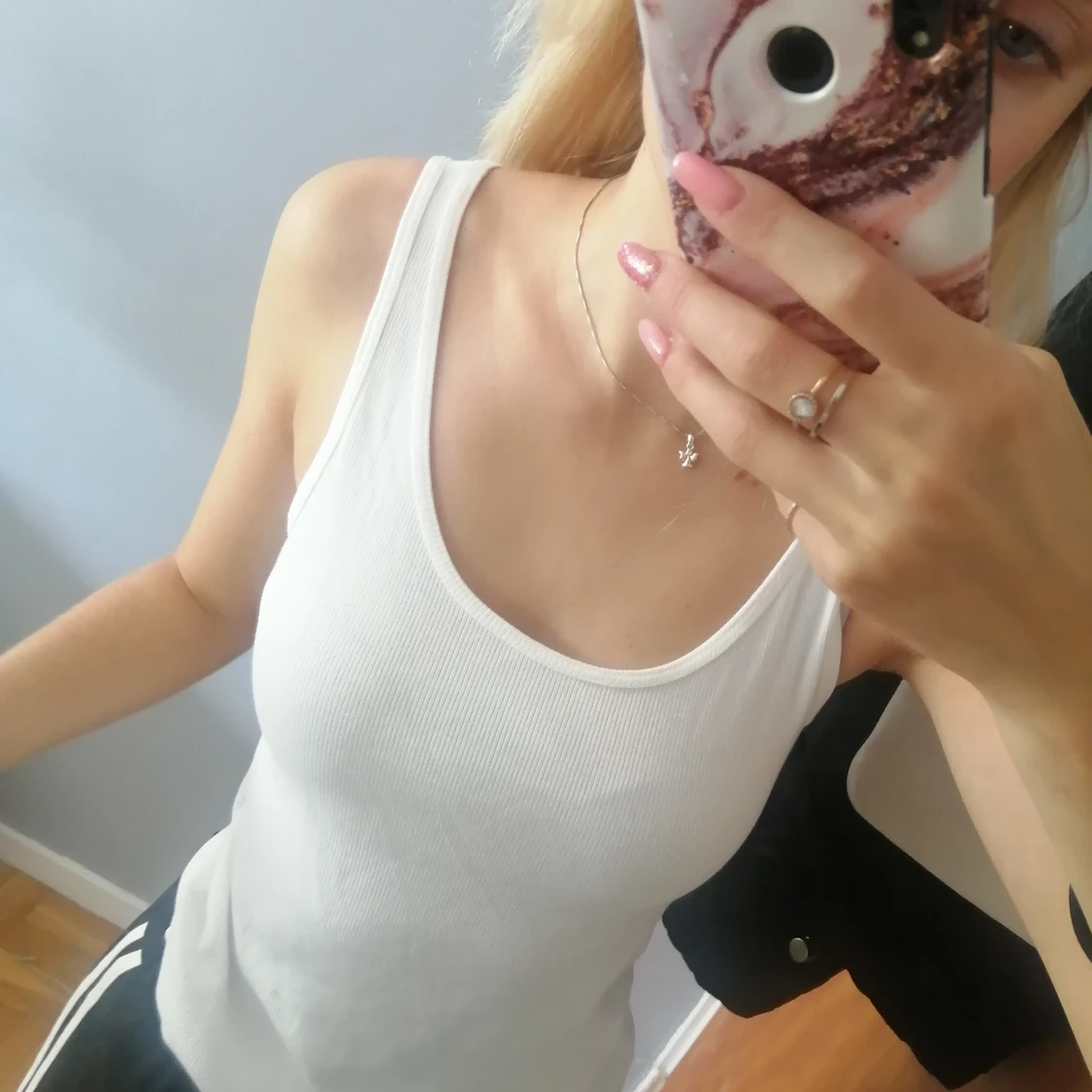 Vitt ribbat linne från HM