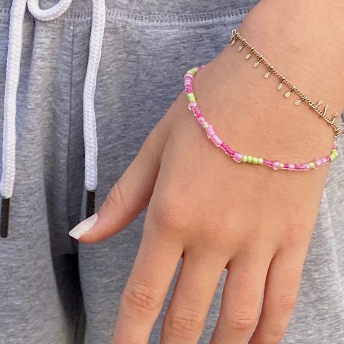 Pärlarmband 💚💗🍉 - 91