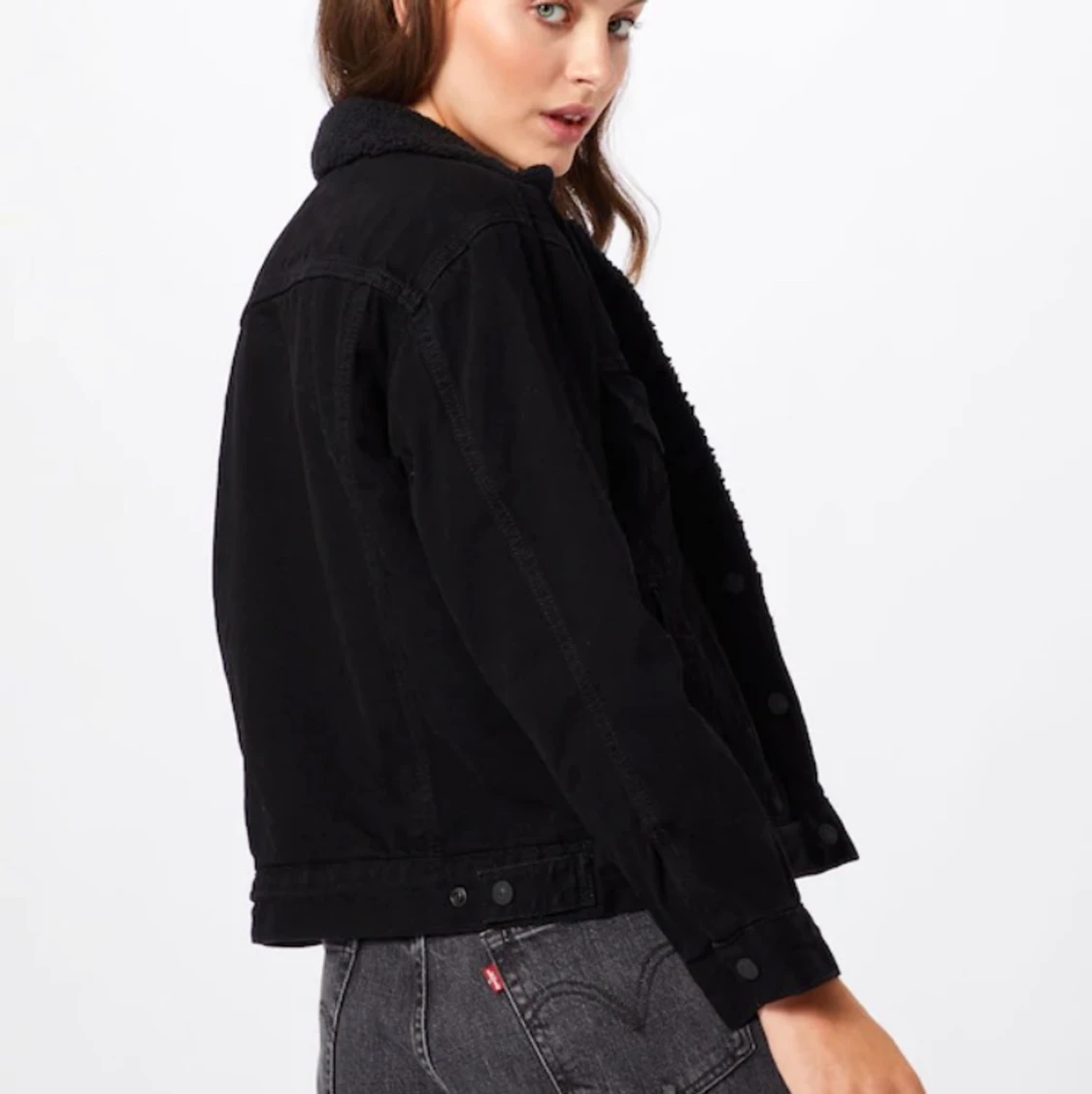 Svart jeans jacka med foder - 91