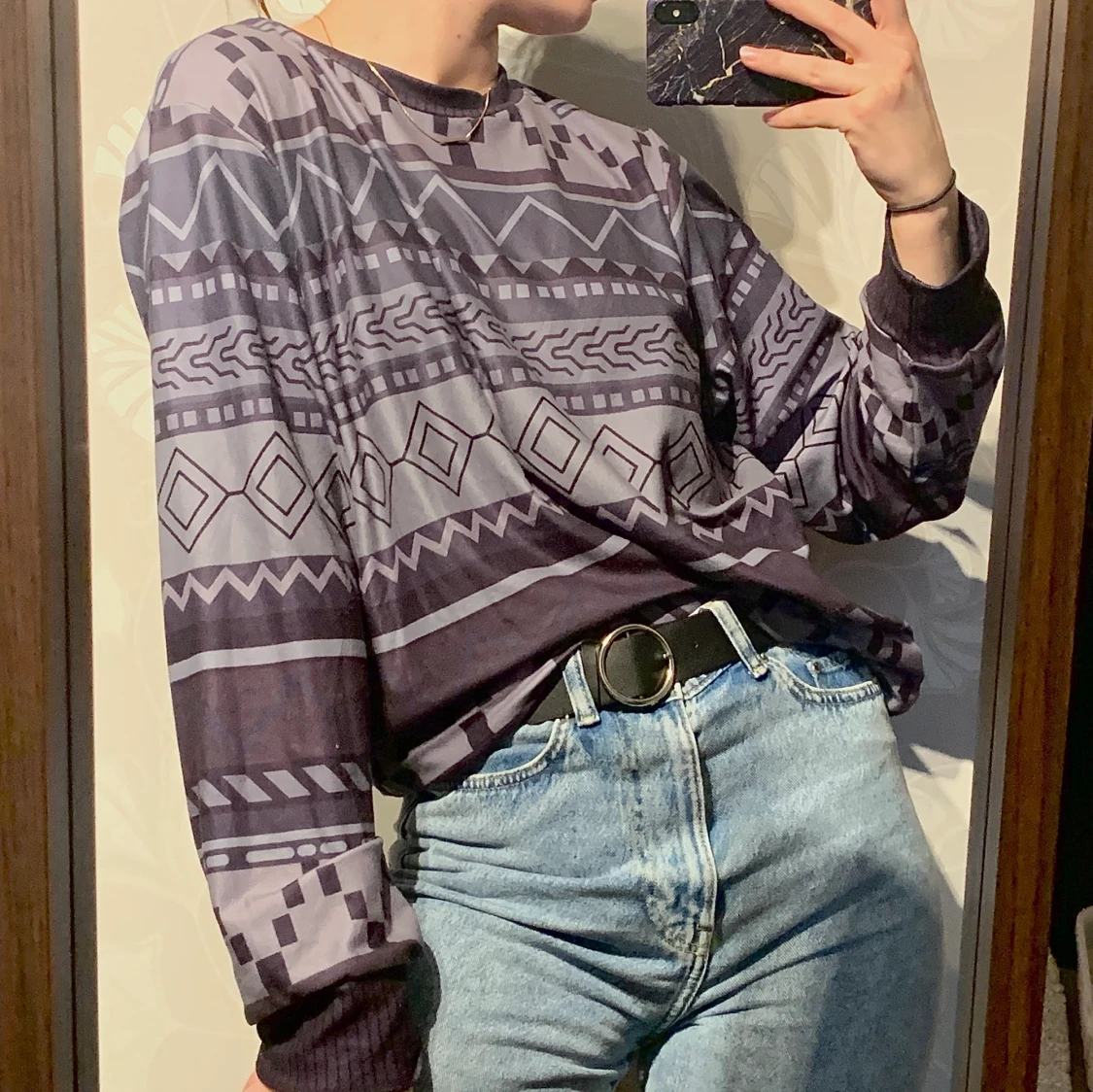 Mönstrad tröja långärmad 