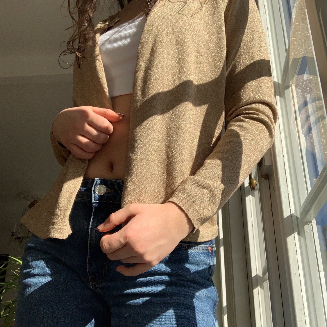 Glittrig kofta i guld  - 90