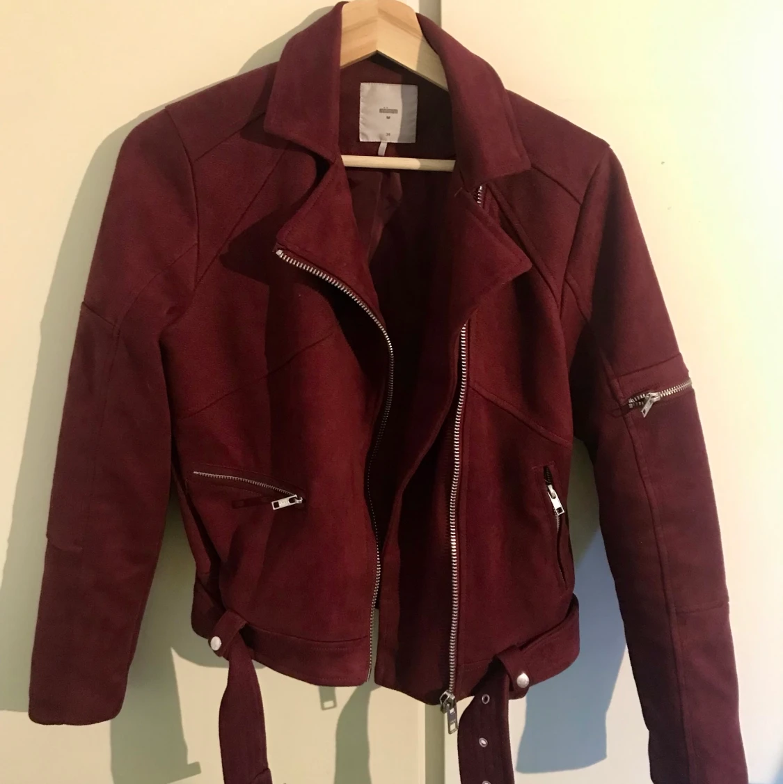 Bikerjacka röd vegan faux leather biker - 90