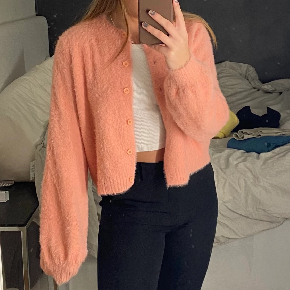 Rosa stickad tröja  - 90