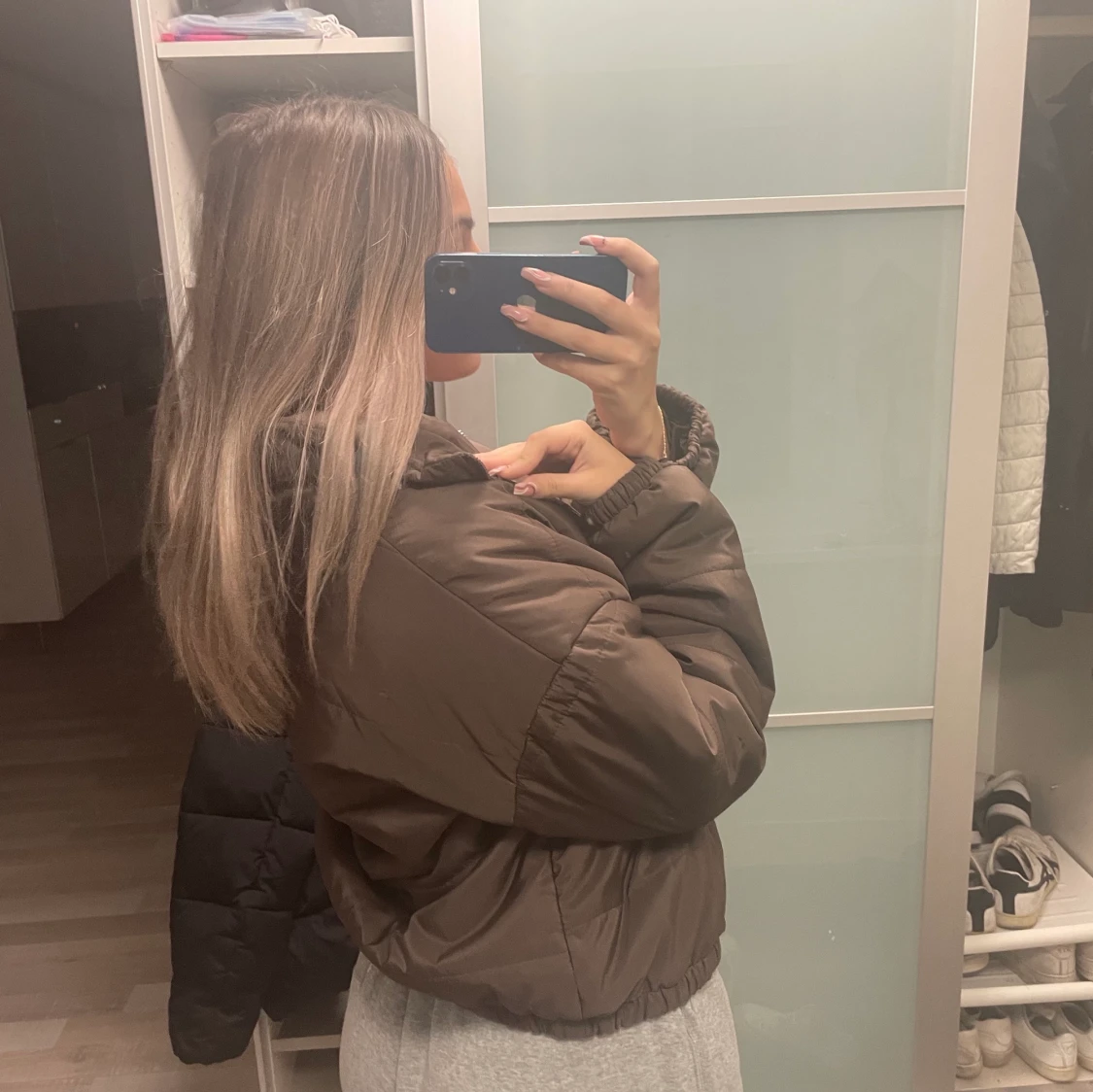 Brun pufferjacket höstjacka - 90