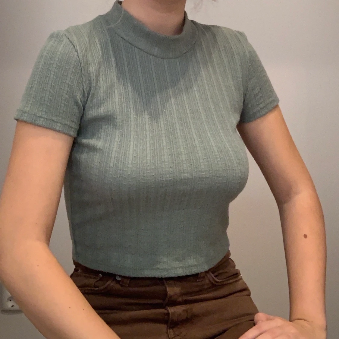 Ljus grön kortärmad turtle neck 