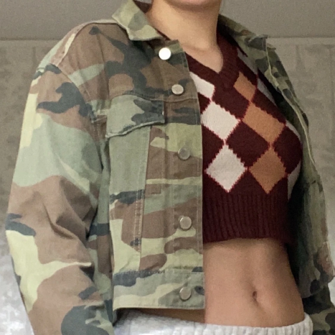 Kamouflage/militär jeansjacka - 90
