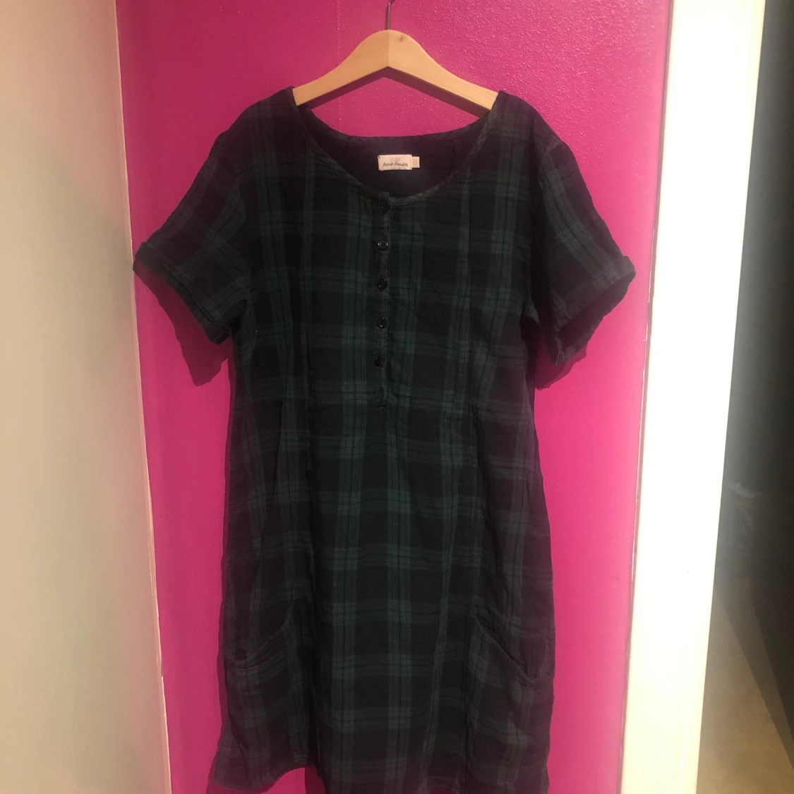 rutig grön klänning