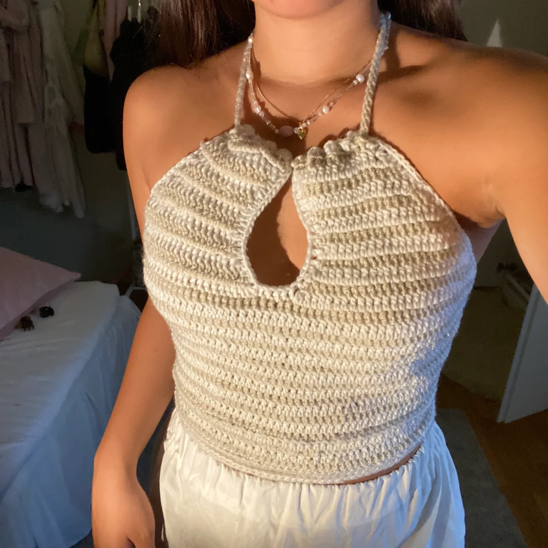 Virkad halter neck topp