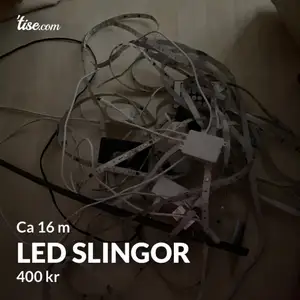 Helt fungerande RGB slingor. Två st 5 meters och två mindre. Inget fel på dom, dosor medföljer.