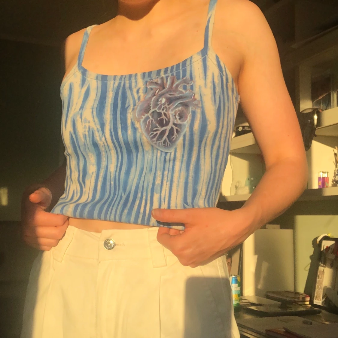 Linne med tryck - 90