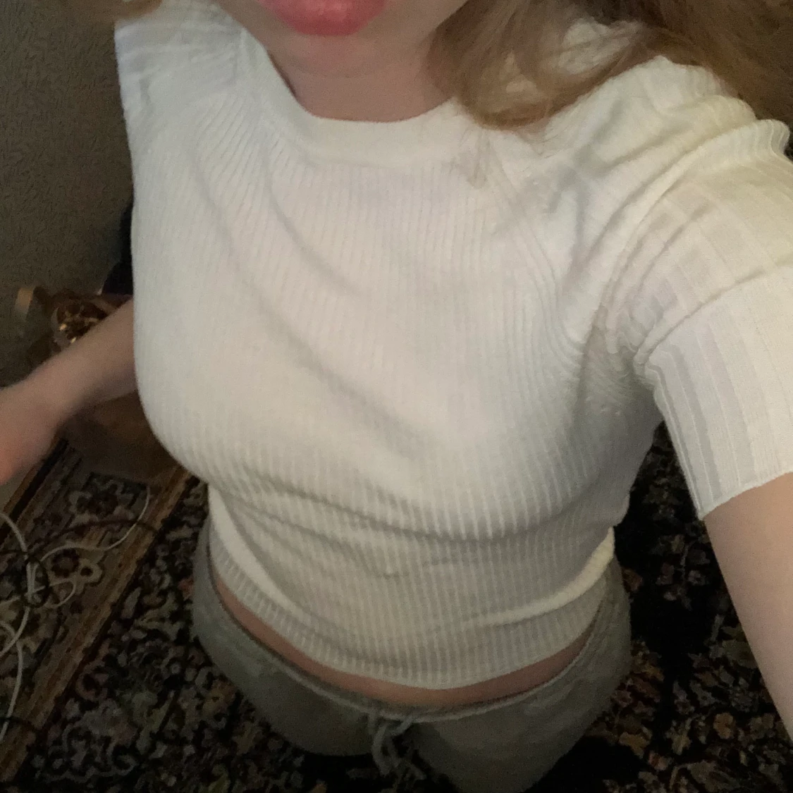 Vit ribbad topp - 91