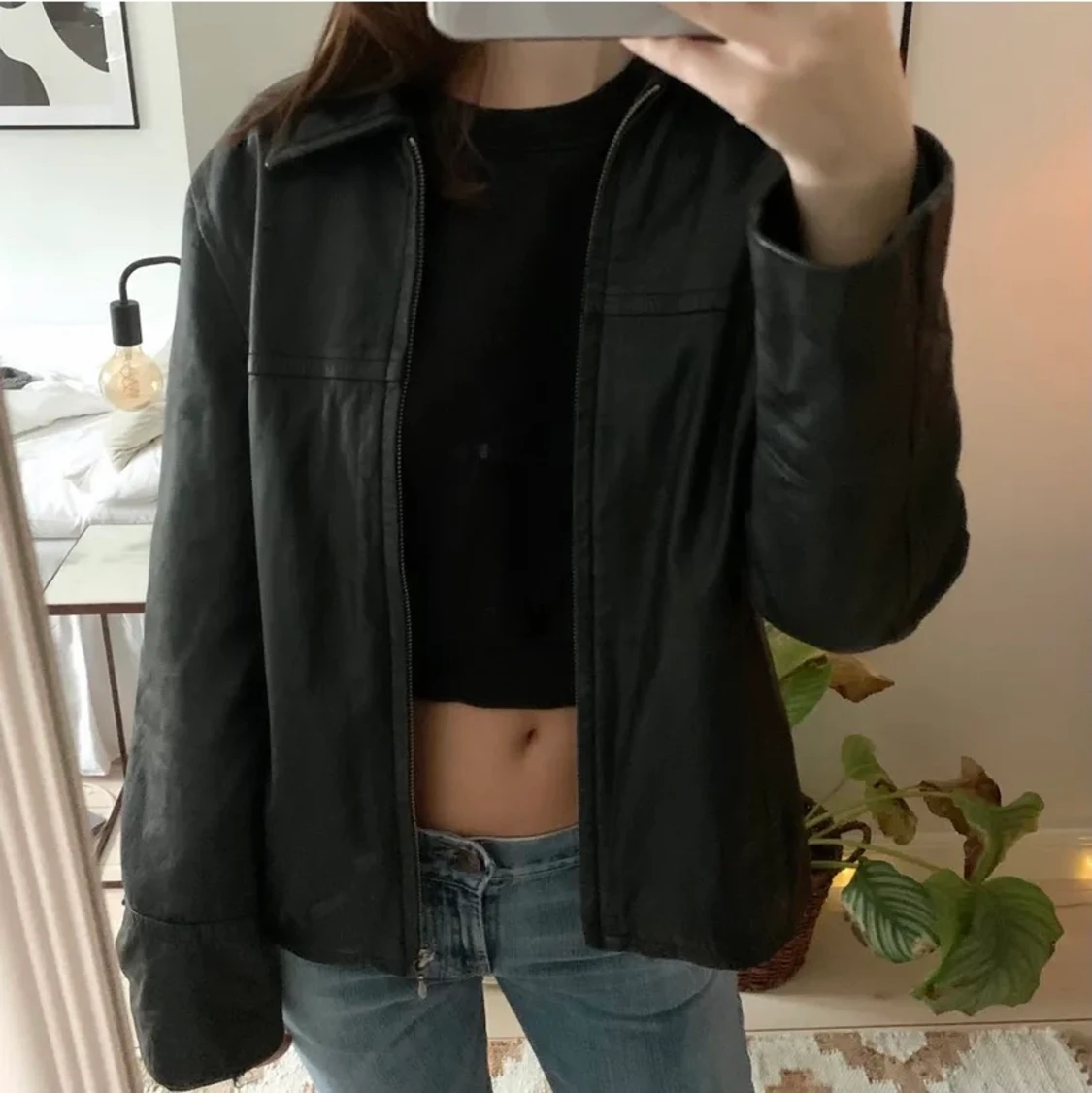 Vintage svart skinnjacka