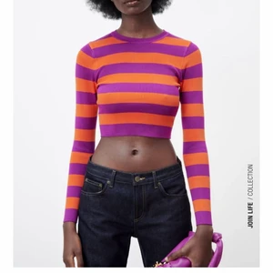 Randig Topp Zara - Säljer en helt oanvänd långärmad crop top från Zara som inte passar mig. Trendig. Nypris var 229kr men jag säljer för 150kr. Fraktar ⚡️❤️