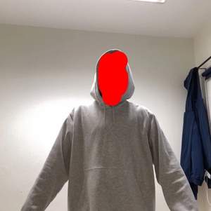 Den är i storlek L men skulle mer säga att den sitter boxy L eller XL. Hoodien har inga flaws. Jag är 180 och väger 65 kg. 