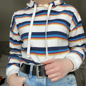 randig hoodie - En färgglad randig hoodie från Forever 21. Lite sliten men annars i bra skick 