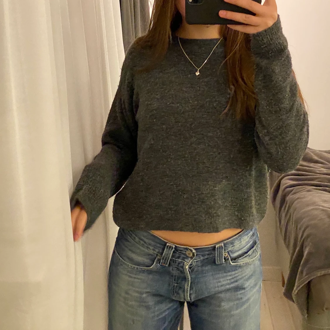 mörkgrå stickad tröja - 91