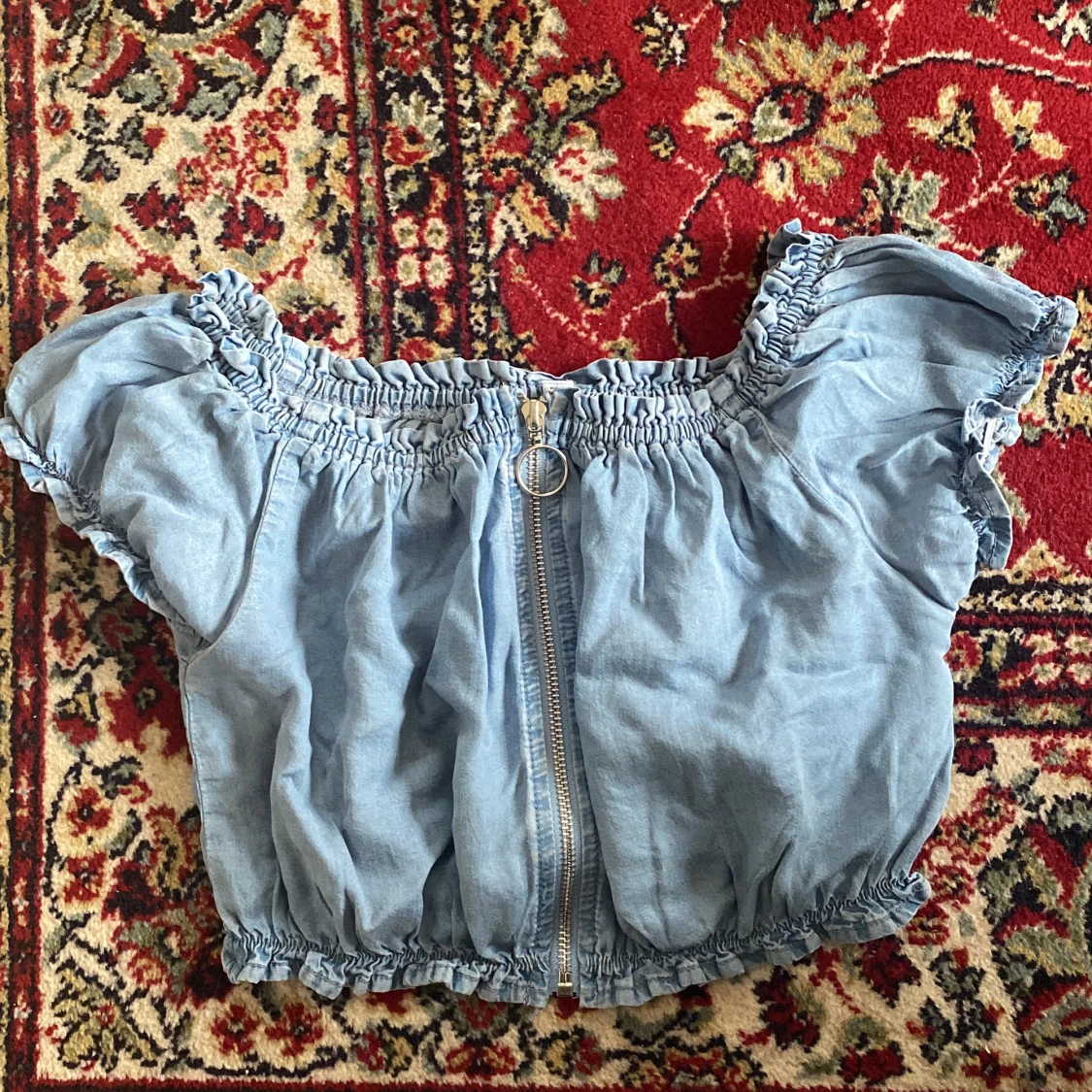 Blå topp med dragkedja - 90